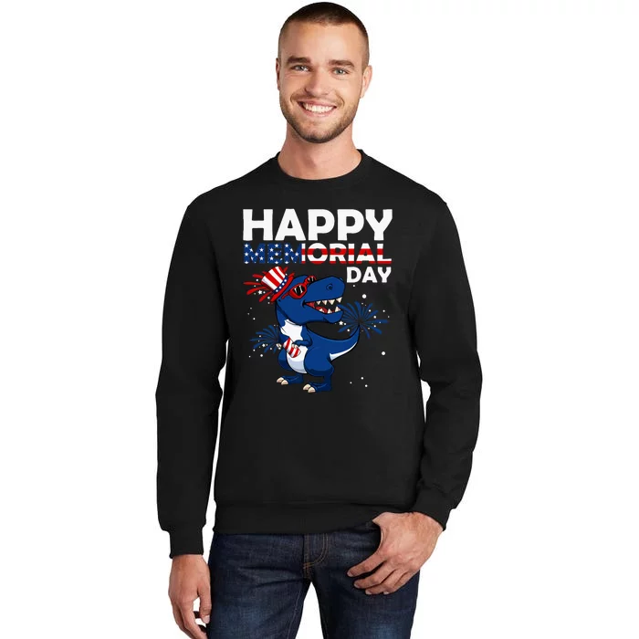 Happy Memorial Day 4th Of July Dinosaur American Flag Hat Tall Sweatshirt