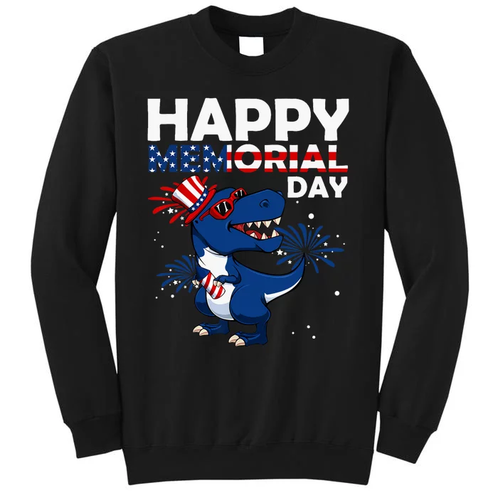 Happy Memorial Day 4th Of July Dinosaur American Flag Hat Tall Sweatshirt