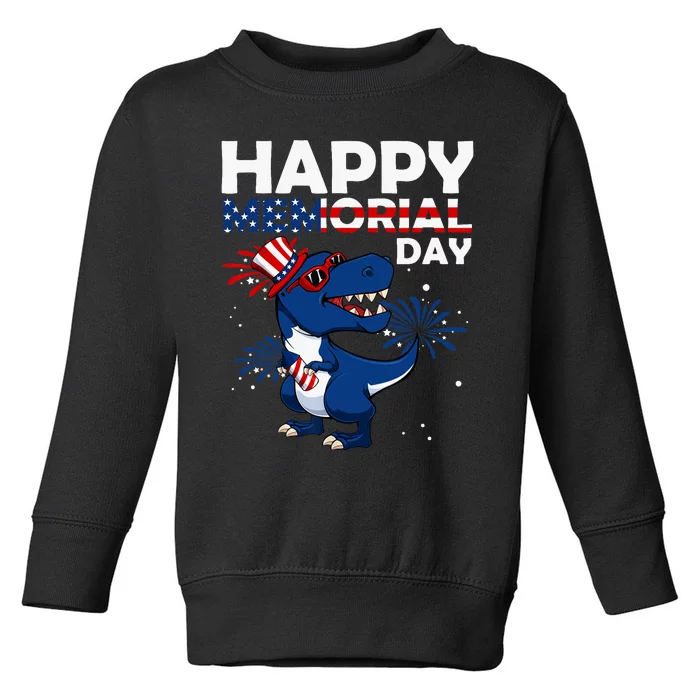 Happy Memorial Day 4th Of July Dinosaur American Flag Hat Toddler Sweatshirt