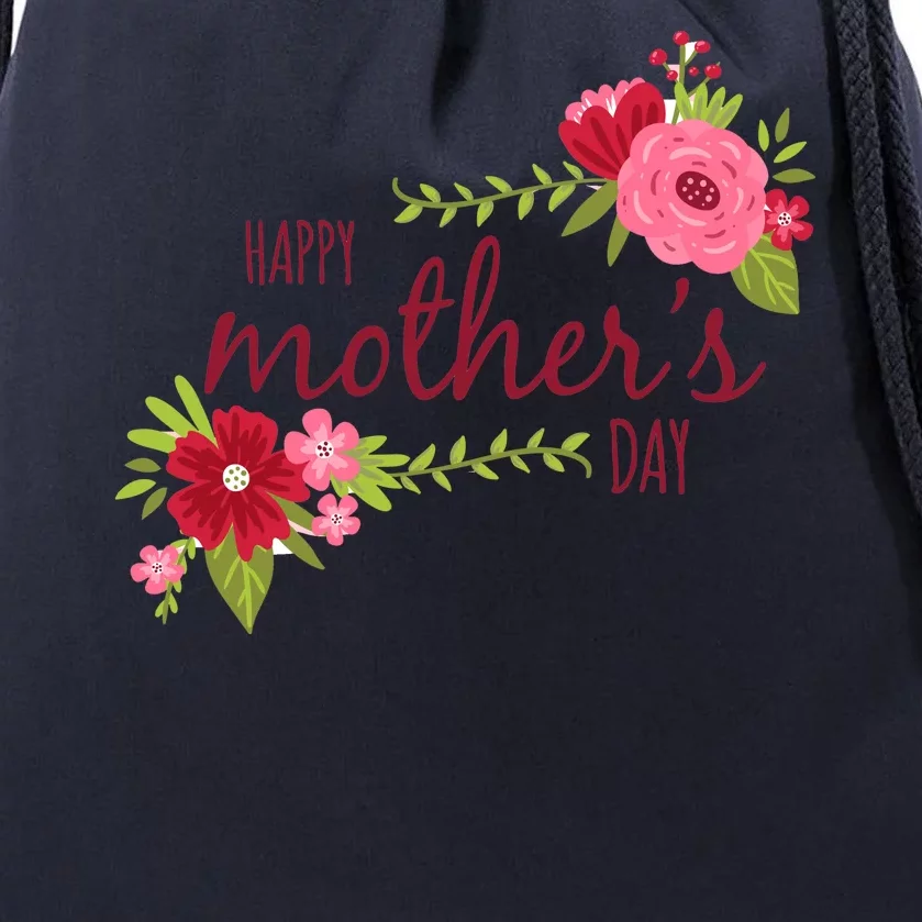 Happy Mother's Day Flower Drawstring Bag