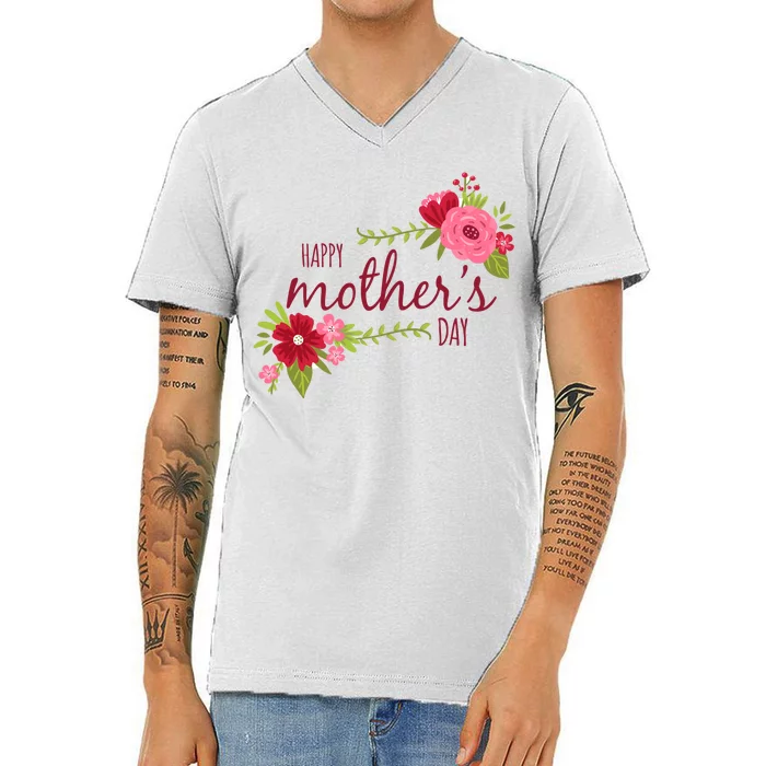 Happy Mother's Day Flower V-Neck T-Shirt