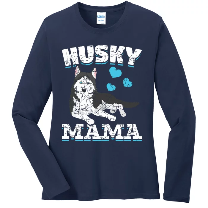 Husky Mama Dog Lover Animal Pet Mom Mama Siberian Husky Ladies Long Sleeve Shirt