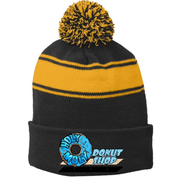 Holy Moly Donut Shop Stripe Pom Pom Beanie