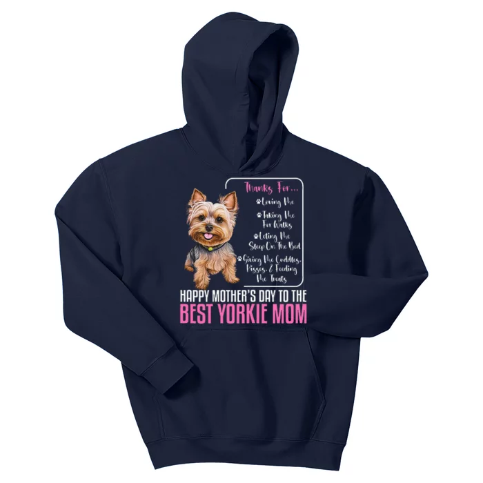 Happy MotherS Day To The Best Yorkie Mom Kids Hoodie