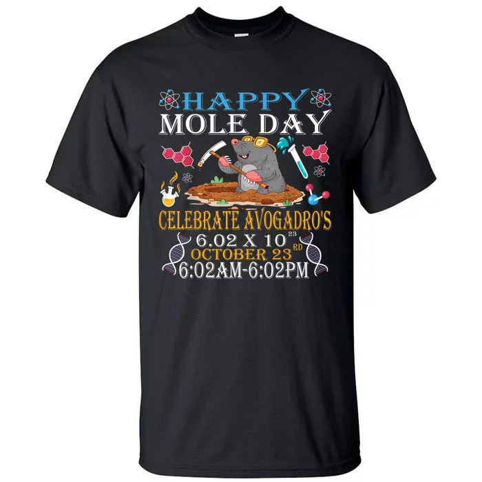 Happy Mole Day Celebrate AvogadroS Mole 6.02 X 10 October Tall T-Shirt