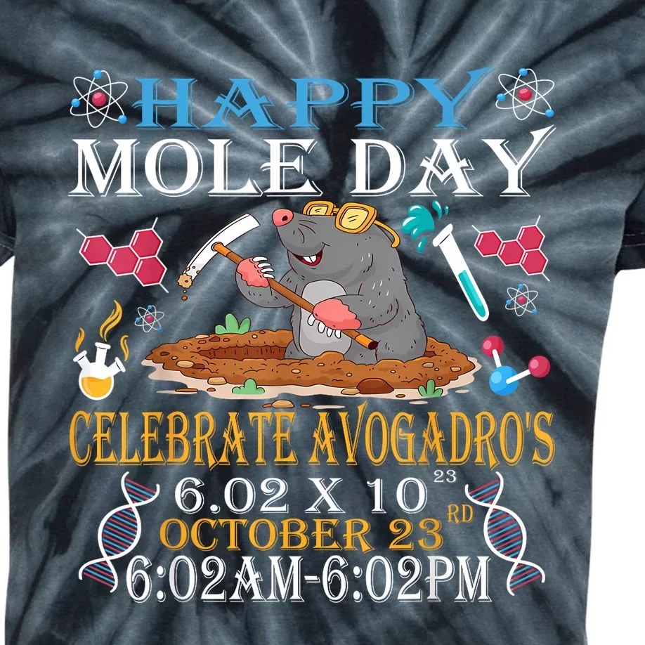 Happy Mole Day Celebrate AvogadroS Mole 6.02 X 10 October Kids Tie-Dye T-Shirt