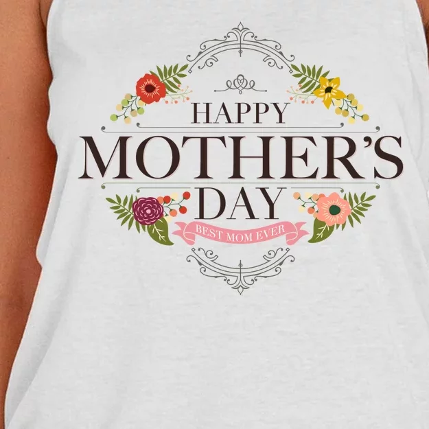 Happy Mother's Day Best Mom Ever Floral Women's Knotted Racerback Tank