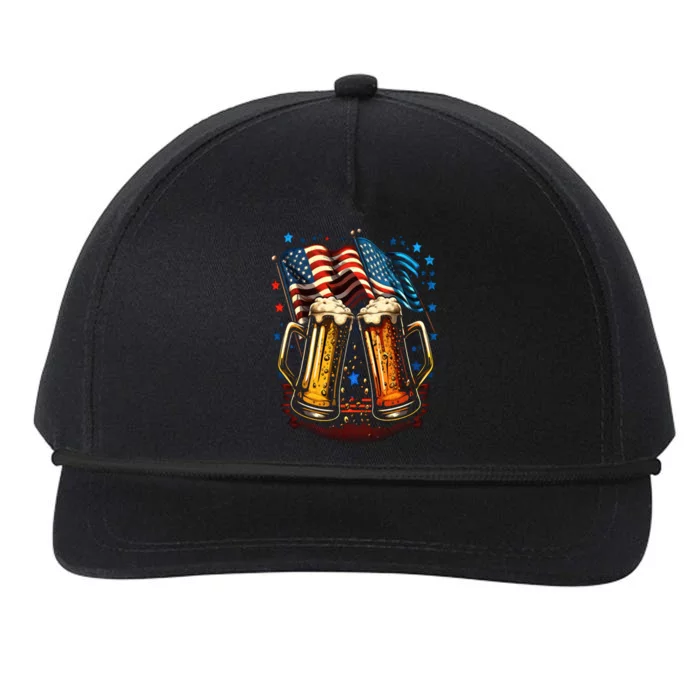 Happy Memorial Day Beer American Usa Flag 4th Of July Gift Snapback Five-Panel Rope Hat