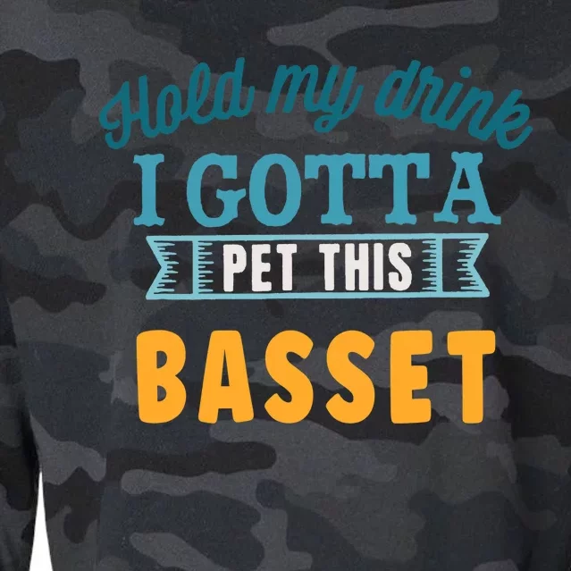 Hold My Drink I Gotta Pet This Basset Hound Cropped Pullover Crew