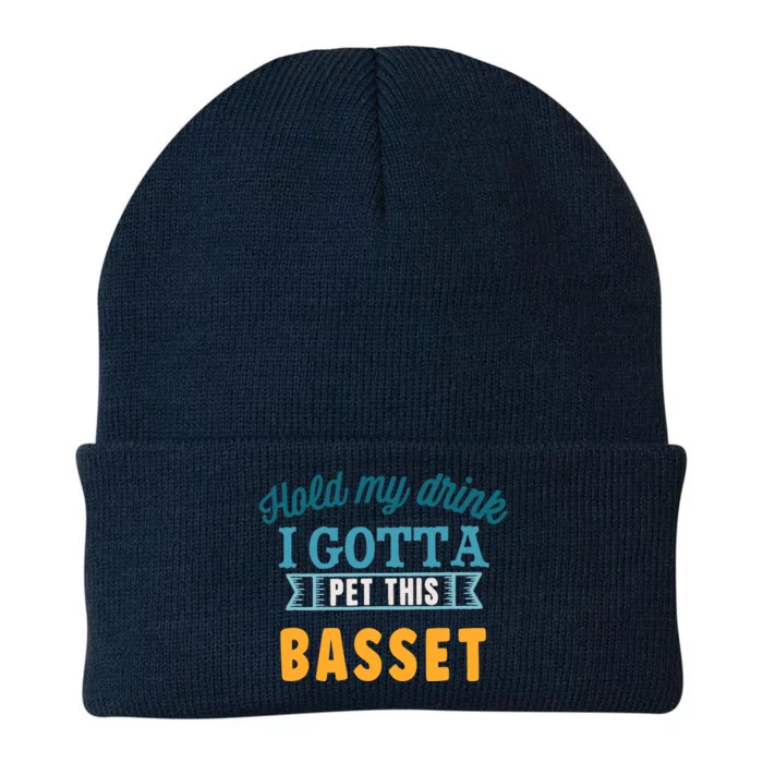 Hold My Drink I Gotta Pet This Basset Hound Knit Cap Winter Beanie