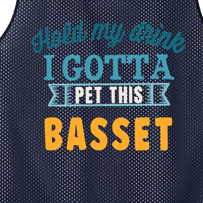 Hold My Drink I Gotta Pet This Basset Hound Mesh Reversible Basketball Jersey Tank