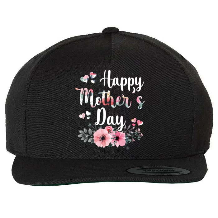 Happy Mother's Day Floral Cute Gift For Mom Wool Snapback Cap