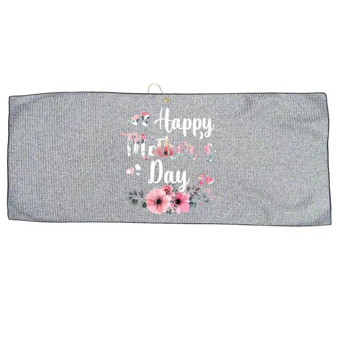 Happy Mother's Day Floral Cute Gift For Mom Large Microfiber Waffle Golf Towel