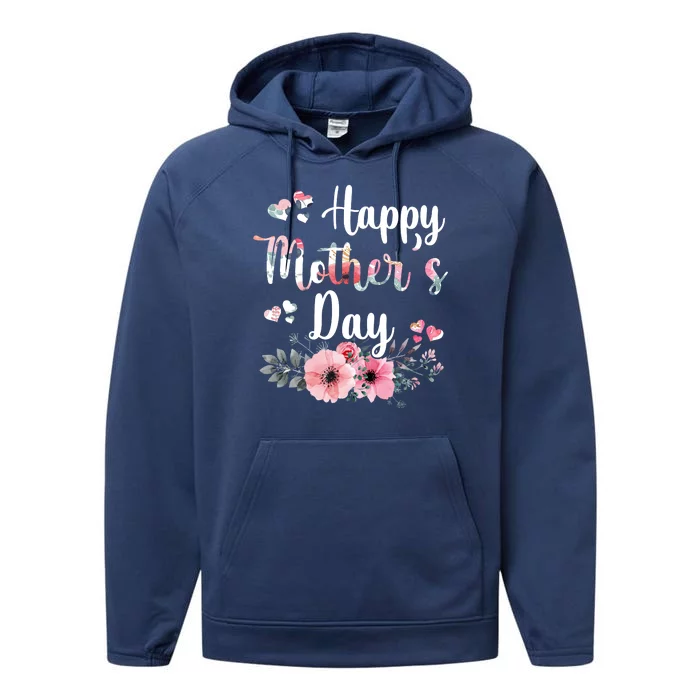 Happy Mother's Day Floral Cute Gift For Mom Performance Fleece Hoodie