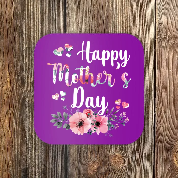 Happy Mother's Day Floral Cute Gift For Mom Coaster