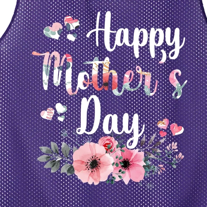 Happy Mother's Day Floral Cute Gift For Mom Mesh Reversible Basketball Jersey Tank