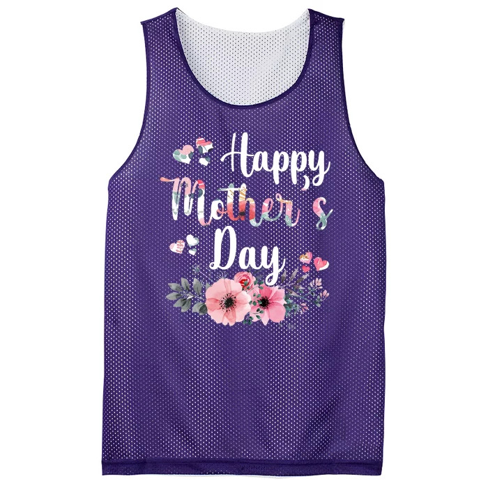 Happy Mother's Day Floral Cute Gift For Mom Mesh Reversible Basketball Jersey Tank