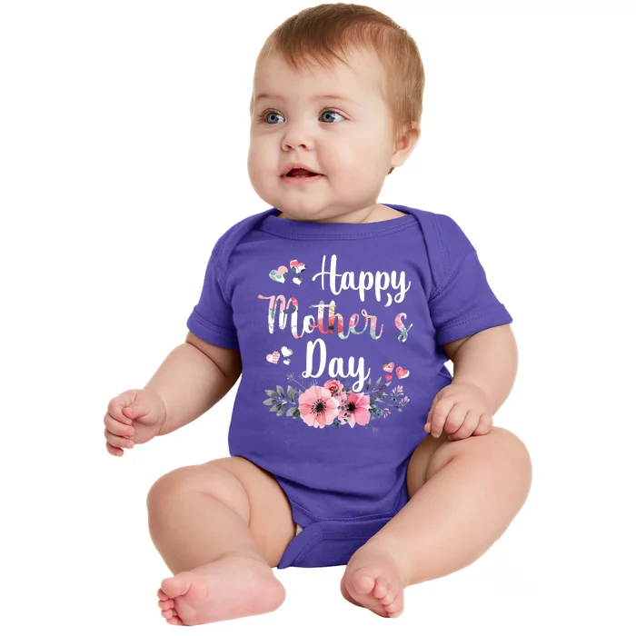 Happy Mother's Day Floral Cute Gift For Mom Baby Bodysuit