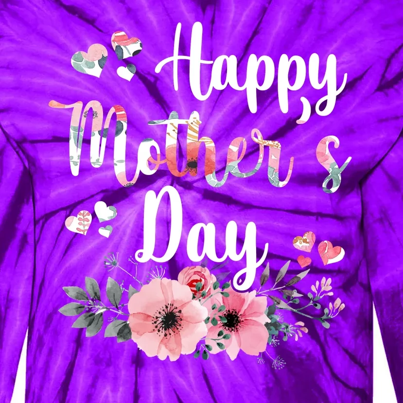 Happy Mother's Day Floral Cute Gift For Mom Tie-Dye Long Sleeve Shirt