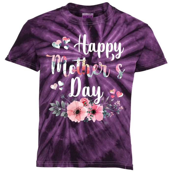 Happy Mother's Day Floral Cute Gift For Mom Kids Tie-Dye T-Shirt