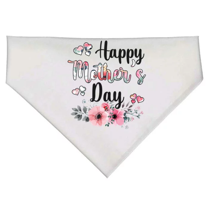 Happy Mother's Day Floral Cute Gift For Mom USA-Made Doggie Bandana