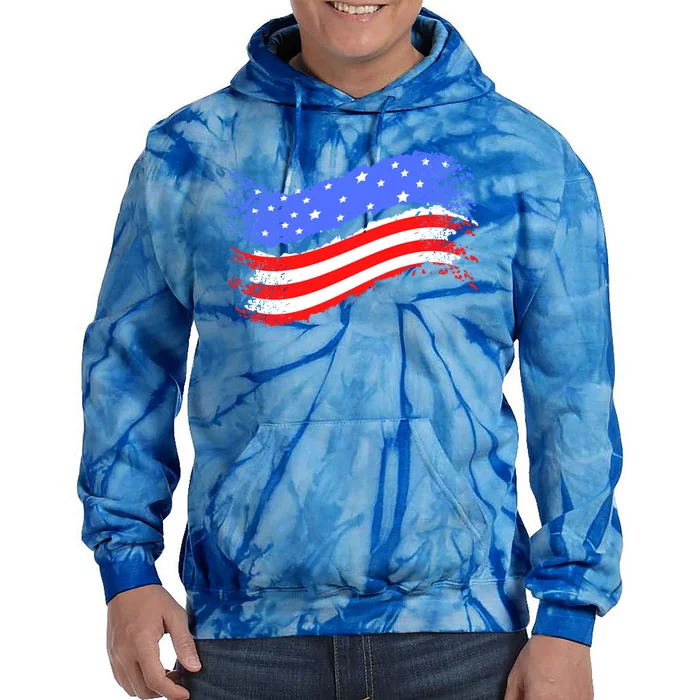 Happy Memorial Day Ribbon Patriotic Flag Gift Tie Dye Hoodie