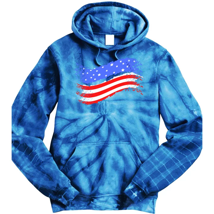 Happy Memorial Day Ribbon Patriotic Flag Gift Tie Dye Hoodie