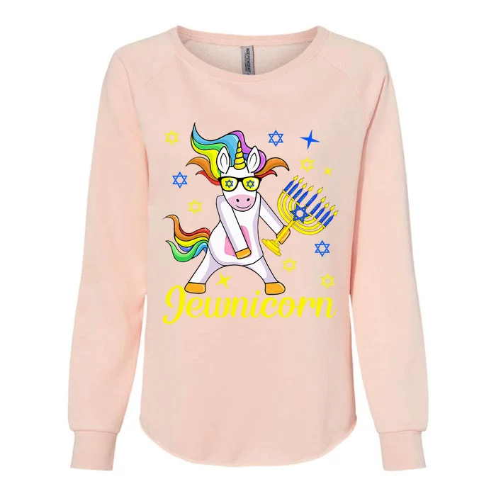 Hanukkah Menorah Dabbing Unicorn Funny Chanukah Jewish Gift Womens California Wash Sweatshirt