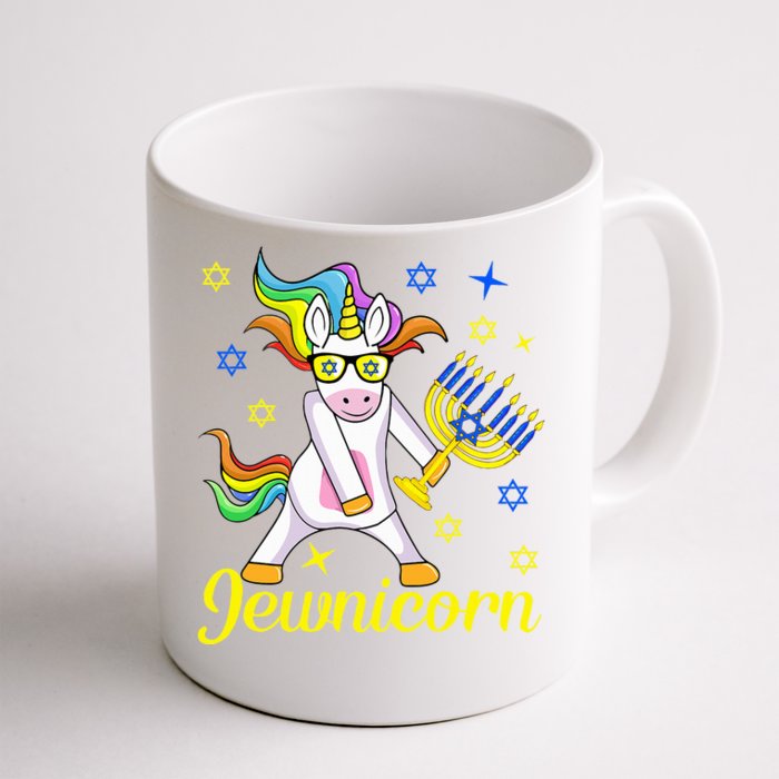 Hanukkah Menorah Dabbing Unicorn Funny Chanukah Jewish Gift Front & Back Coffee Mug