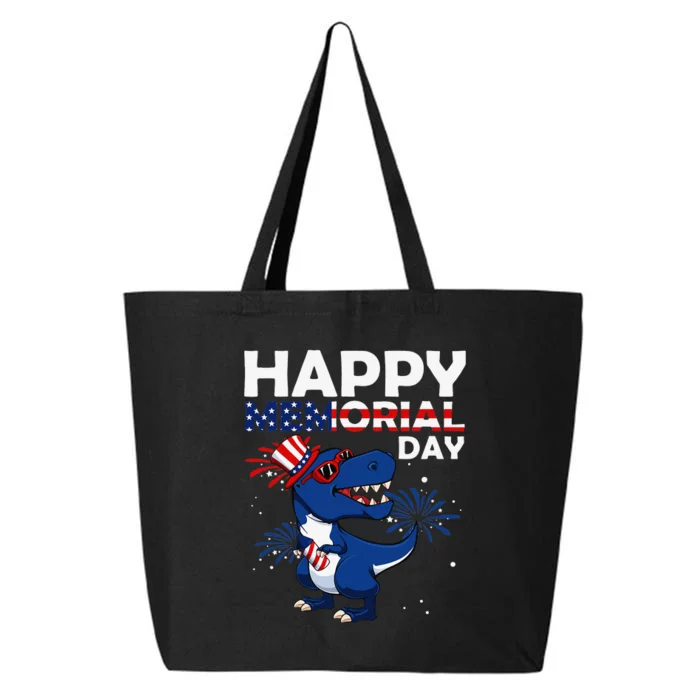 Happy Memorial Day 4th Of July Dinosaur American Flag Hat 25L Jumbo Tote