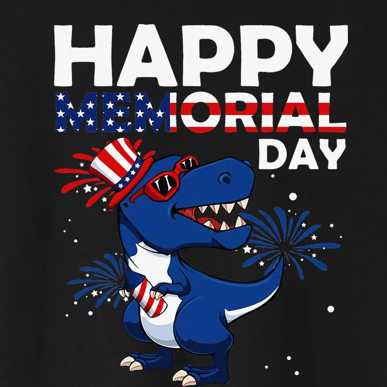 Happy Memorial Day 4th Of July Dinosaur American Flag Hat Women's Crop Top Tee