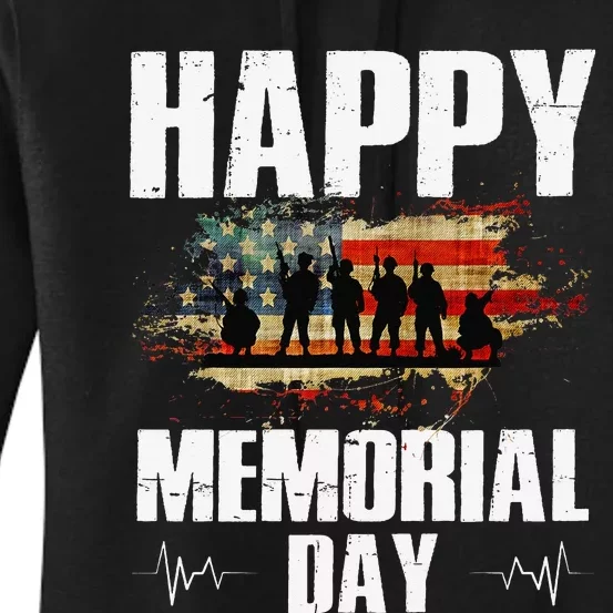 Happy Memorial Day USA Flag American Patriotic Women's Pullover Hoodie