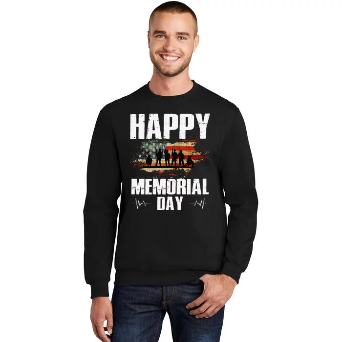 Happy Memorial Day USA Flag American Patriotic Tall Sweatshirt