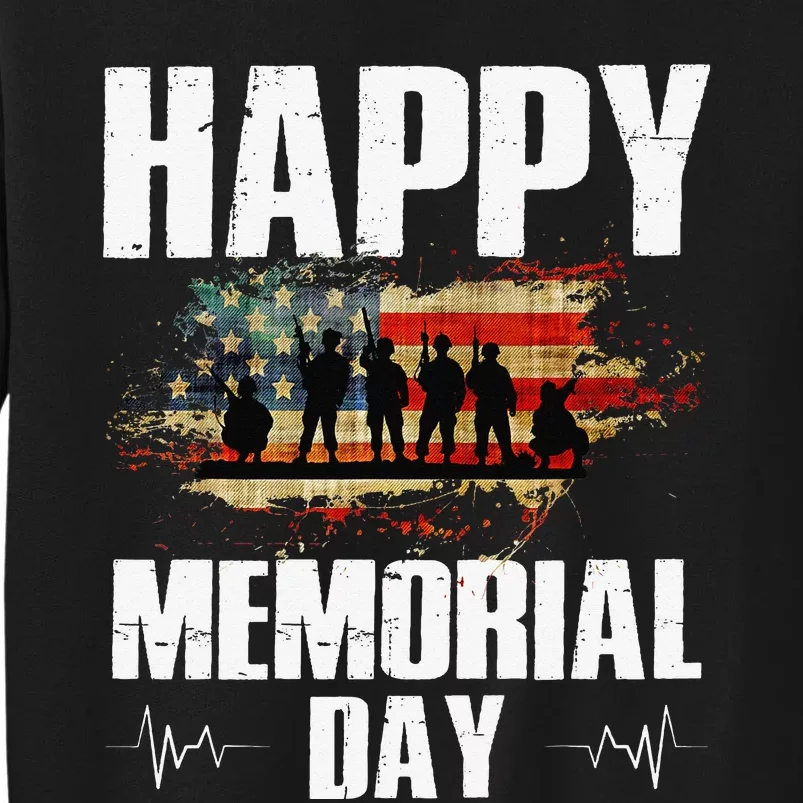 Happy Memorial Day USA Flag American Patriotic Tall Sweatshirt