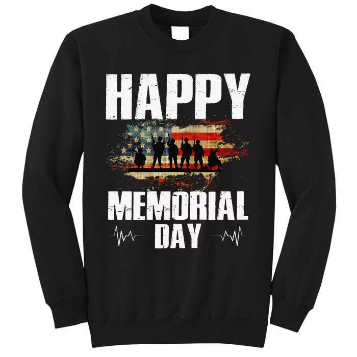 Happy Memorial Day USA Flag American Patriotic Tall Sweatshirt