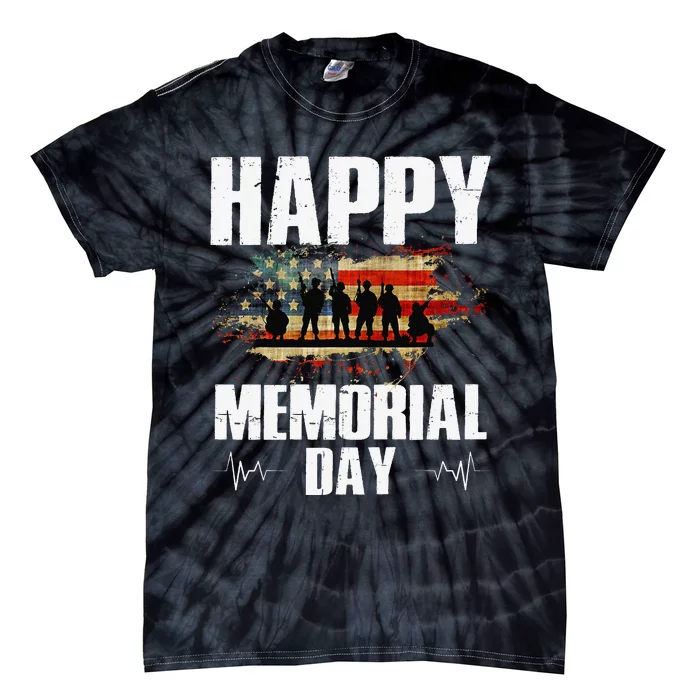 Happy Memorial Day USA Flag American Patriotic Tie-Dye T-Shirt