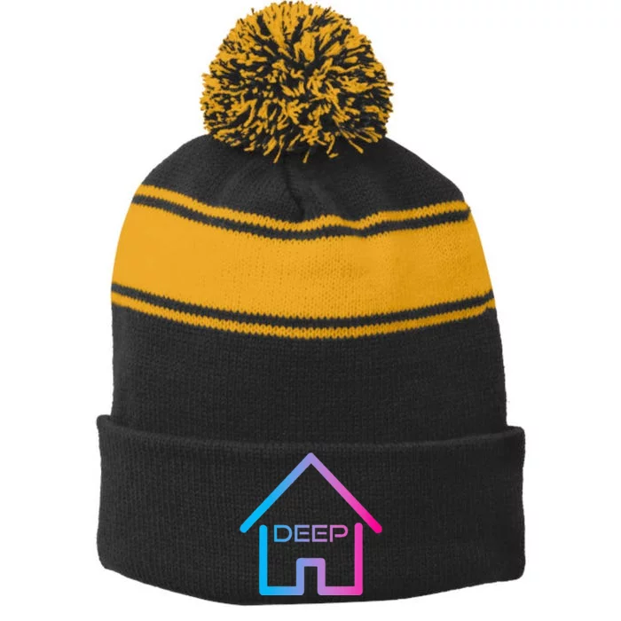 House Music Deep House EDM Rave Festival Stripe Pom Pom Beanie