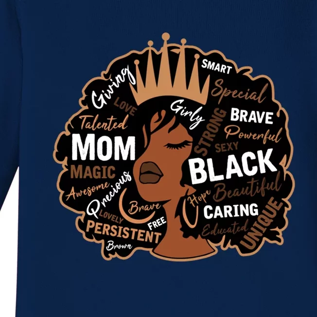 Happy Mother’s Day Black Mom Queen Afro Black History Great Gift Baby Long Sleeve Bodysuit