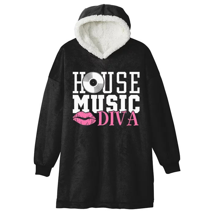 House Music Diva DJ EDM Rave Music Festival Hooded Wearable Blanket