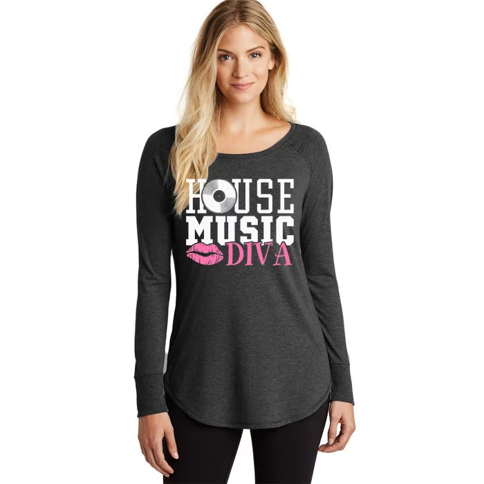 House Music Diva DJ EDM Rave Music Festival Women's Perfect Tri Tunic Long Sleeve Shirt