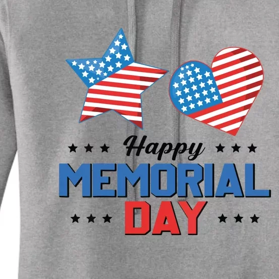 Happy Memorial Day 4th Of July American Flag Patriotic Women's Pullover Hoodie