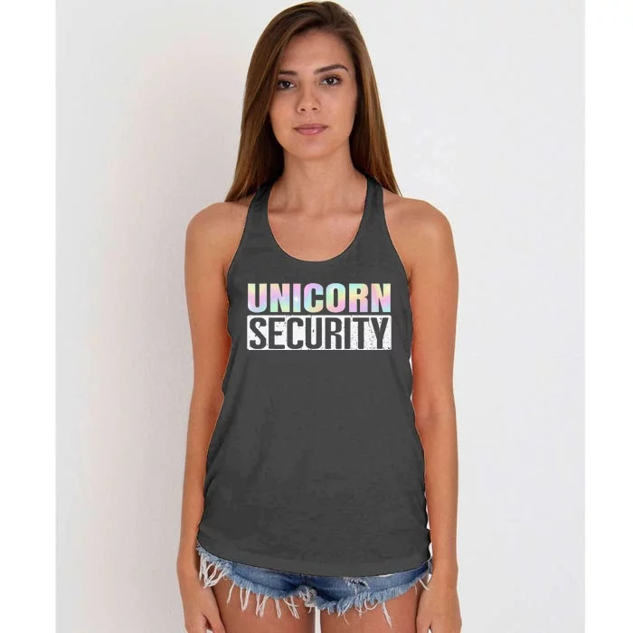 Halloween Mom Dad Daughter Unicorn Security Women's Knotted Racerback Tank