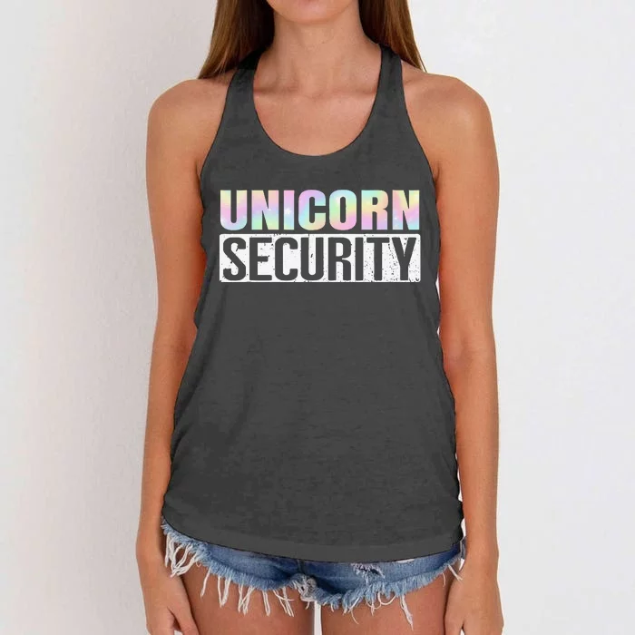 Halloween Mom Dad Daughter Unicorn Security Women's Knotted Racerback Tank