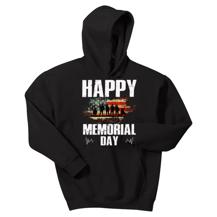 Happy Memorial Day USA Flag American Patriotic Kids Hoodie