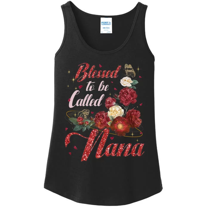 Happy MotherS Day Women Blessed To Be Called Nana Flower Ladies Essential Tank