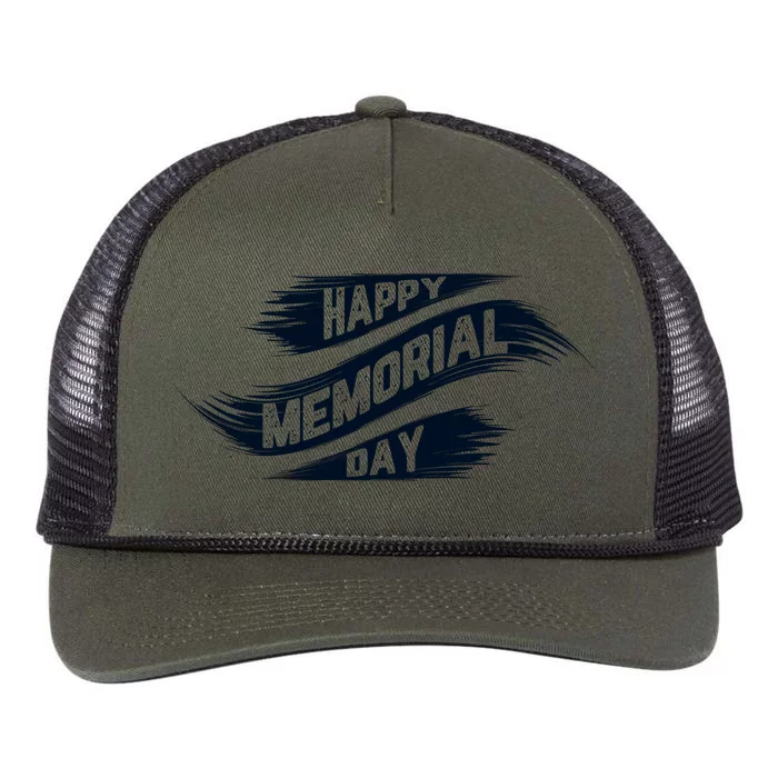 Happy Memorial Day Retro Rope Trucker Hat Cap