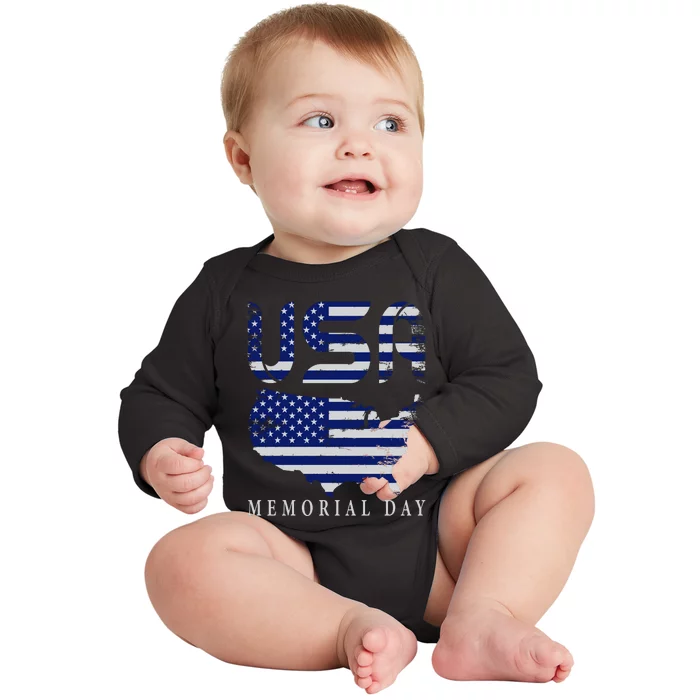 Happy Memorial Day Baby Long Sleeve Bodysuit