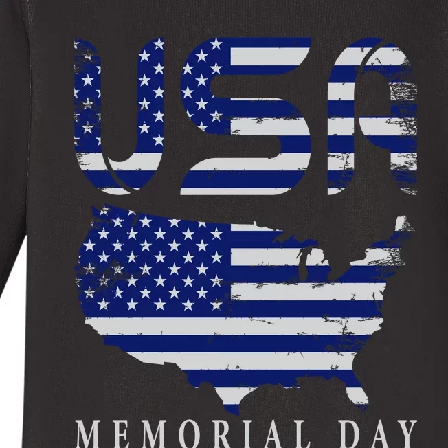 Happy Memorial Day Baby Long Sleeve Bodysuit