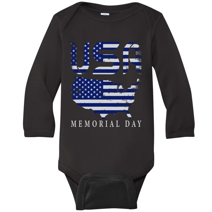 Happy Memorial Day Baby Long Sleeve Bodysuit