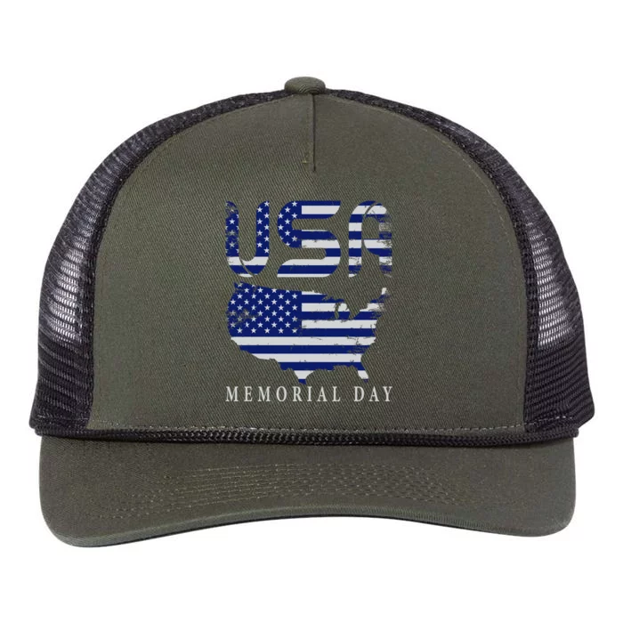 Happy Memorial Day Retro Rope Trucker Hat Cap